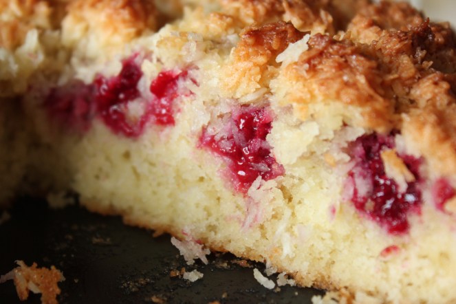 Hindberjakaka með kókos